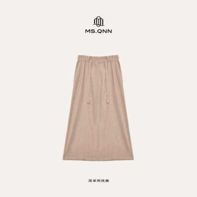 Q姐 老钱系列“B*C半裙”新款羊毛混纺松紧腰抽绳半裙 37P293