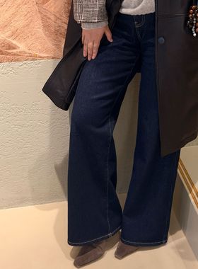 Q姐“羊毛牛仔微喇”土耳其超细羊毛高弹加绒牛仔裤 52P1696