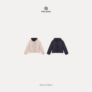 90白鹅绒轻便保暖菱型格连帽羽绒服 C暖冬 52C1751 Q姐
