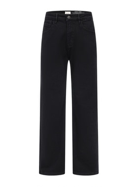 HOOCHEER赫奢土耳其Bossa面料莱赛尔弹力黑色宽松直筒牛仔长裤