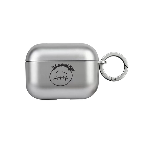 Travis Scott手绘高级感哑光磨砂银色电镀适用airpodspro2保护壳新款二代保护套airpods3耳机壳4代防摔软壳
