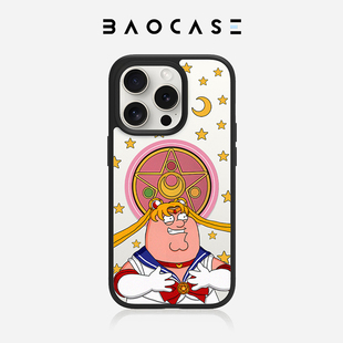 BAOCASE恶搞之家皮特Peter美少女战士兼容适用于苹果iPhone15/14/13/12/Pro/Max磁吸透明亚克力黑框手机保护