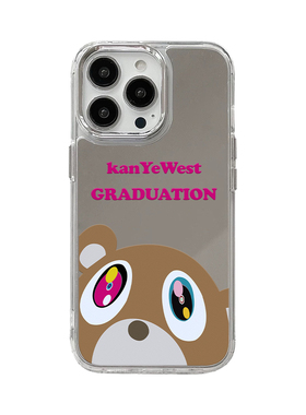 kanye侃爷熊唱片原创苹果16promax手机壳ins镜面iphone16pro新款创意16高级15pro时尚15/14pro适用镜子简约