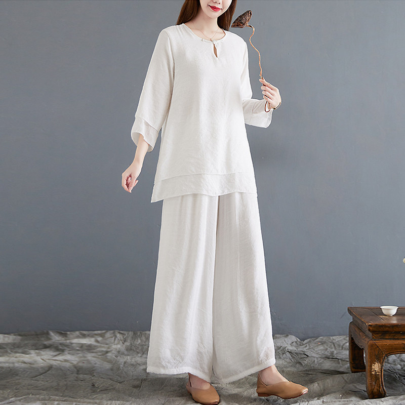 BUDDHIST WOMENS CLOTHING CHINESE STYLE ZEN CLOTHES PLAIN CLOTHES ZEN CLOTHES COTTON AND LINEN TANG CLOTHES HANFU WORK CLOTHES TEA CLOTHES WOMENS SUITS