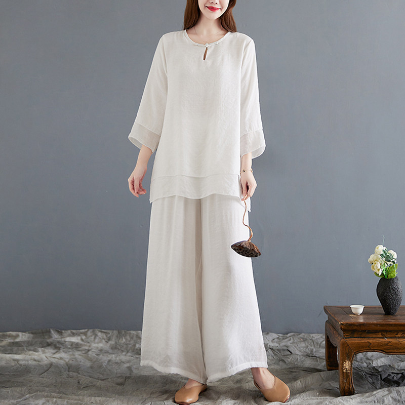 BUDDHIST WOMENS CLOTHING CHINESE STYLE ZEN CLOTHES PLAIN CLOTHES ZEN CLOTHES COTTON AND LINEN TANG CLOTHES HANFU WORK CLOTHES TEA CLOTHES WOMENS SUITS