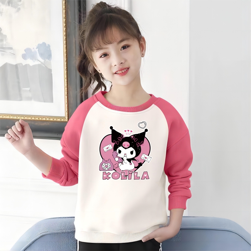庫(kù)洛米純棉兒童衛(wèi)衣女款女童新款2025新款洋氣大童女孩春秋款上衣
