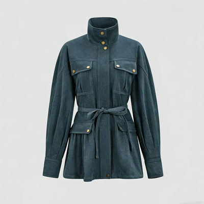 SSAVAGE女装2026新款普鲁斯特特染工装牛仔立裁猎装夹克外套