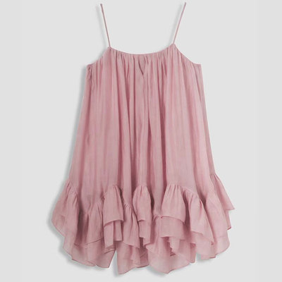 甜美蓬蓬裙纯色吊带连衣裙