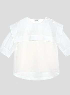 SSAVAGE“次日清晨”法式宫廷风方形翻领短袖衬衫女2025夏季新款