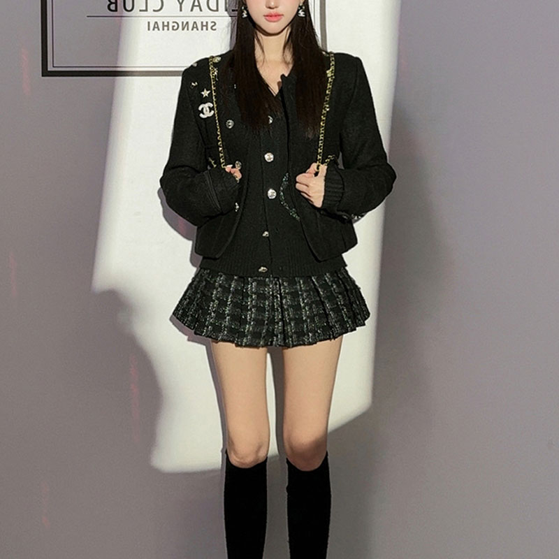 秋冬新款小香风短款上衣+半身裙