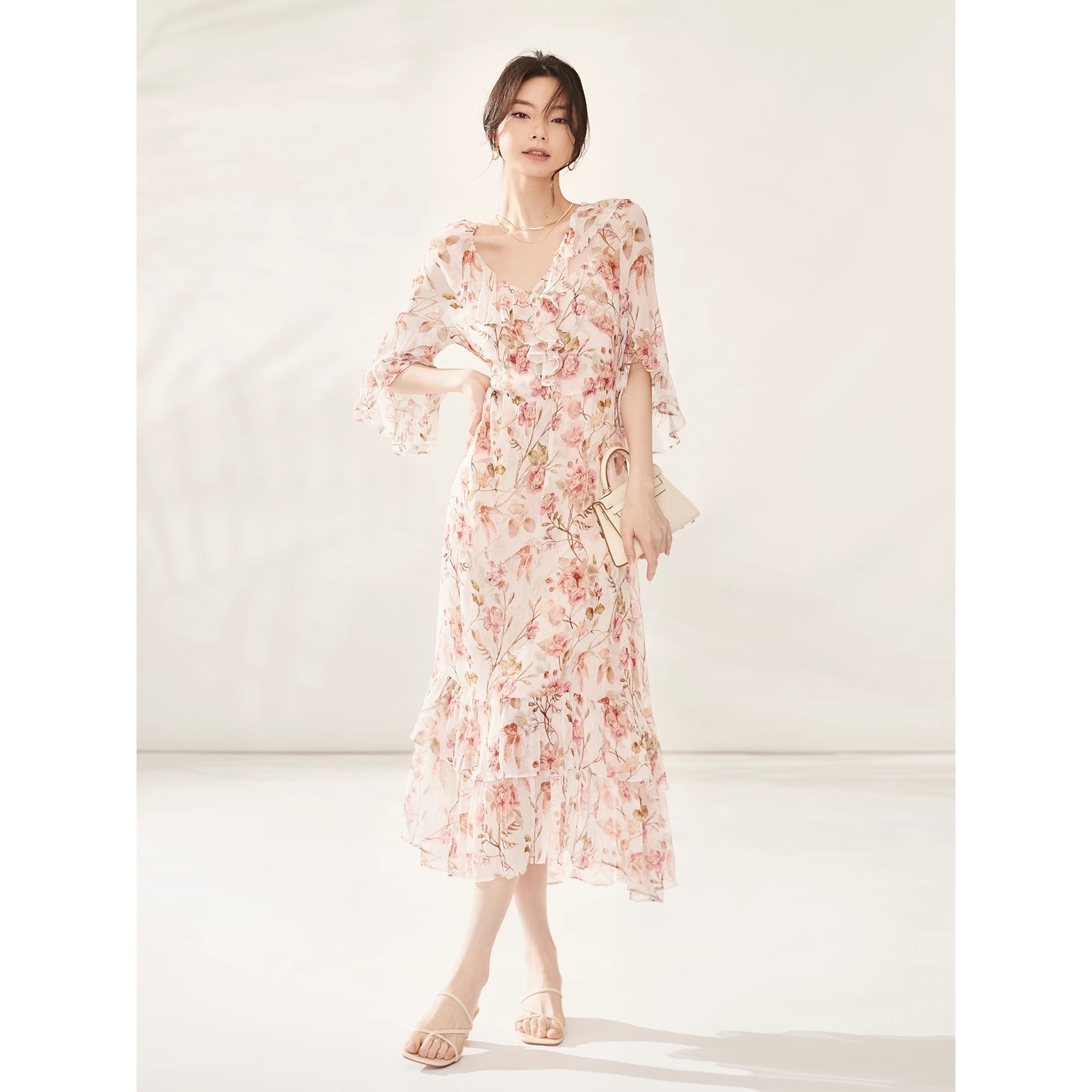 真丝碎花连衣裙女2025夏季新款