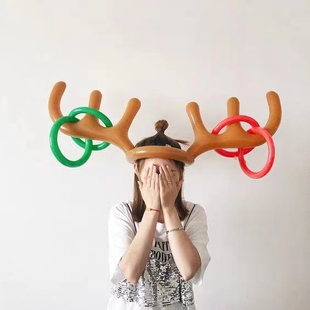 NICE U!圣诞节鹿角头套结婚结亲游戏充气套圈亲子互动玩具用品