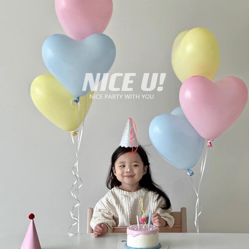 韩式马卡龙彩色爱心气球准12寸进口心形乳胶气球儿童生日周岁拍照