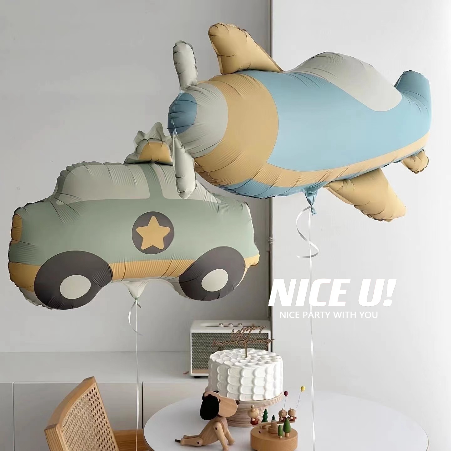 可爱汽车飞机雏菊小熊气球