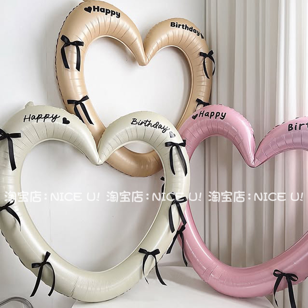 ins镂空40寸爱心铝膜气球装饰生日布置表白道具商场店铺拍照相框