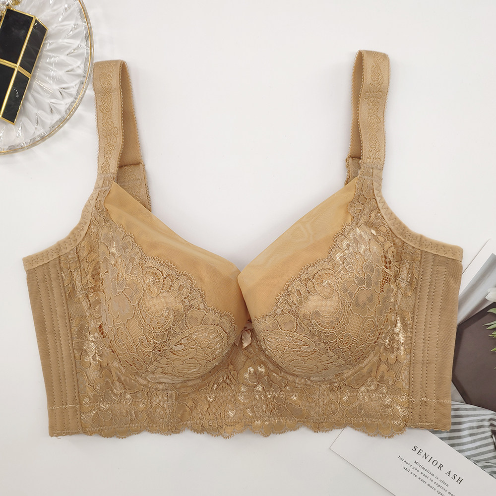 中薄四分之三杯丝感棉聚拢上托四排扣收副乳软钢圈调整型文胸内衣