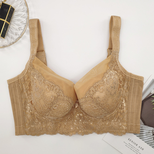 中薄四分之三杯丝感棉聚拢上托四排扣收副乳软钢圈调整型文胸内衣