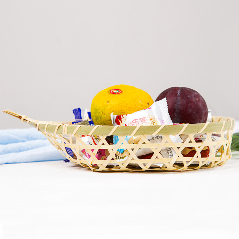 竹编制品镂空小竹篮竹筐鱼形日式复古装饰盘子手工创意餐具收纳筐