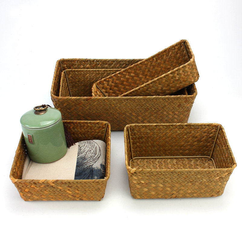 桌面收纳筐藤编海草日式钥匙竹篮