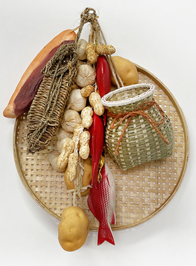 农家乐装饰五谷杂粮丰登仿真蔬菜假辣椒串挂件玉米大蒜农作物道具