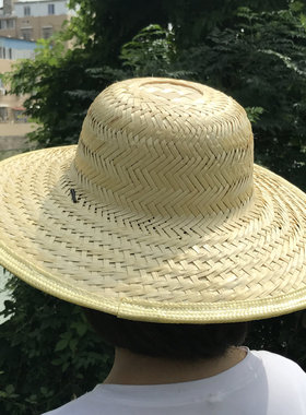 草帽太阳帽女遮阳帽男手工竹编制品防晒白色帽子钓鱼夏季劳保帽