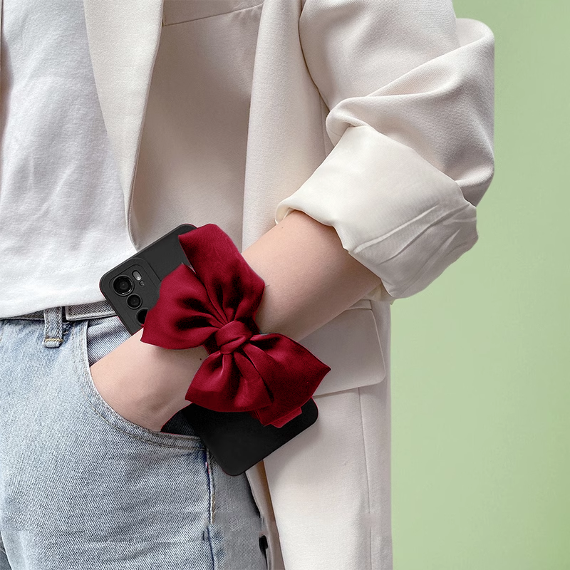 适用oppo A6手机壳Reno 14 13 K12K11K10K9蝴蝶结手腕带FindX7X6X5X3X8S撞色A3A2A1 Pro女A32A97A55A56套A93s