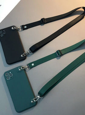 iPhone15手机壳13苹果17 14斜挎背带挂绳16ProMax适用11横12可斜跨XR墨绿色Air女7P黑色8Plus软硅胶套XS防摔6