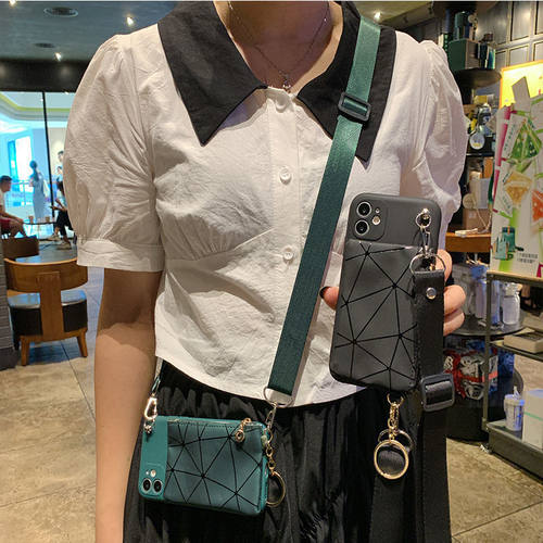 零钱包斜挎带挂绳苹果手机壳