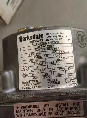 BARKSDALE巴士德 D1T-A150SS压力开关