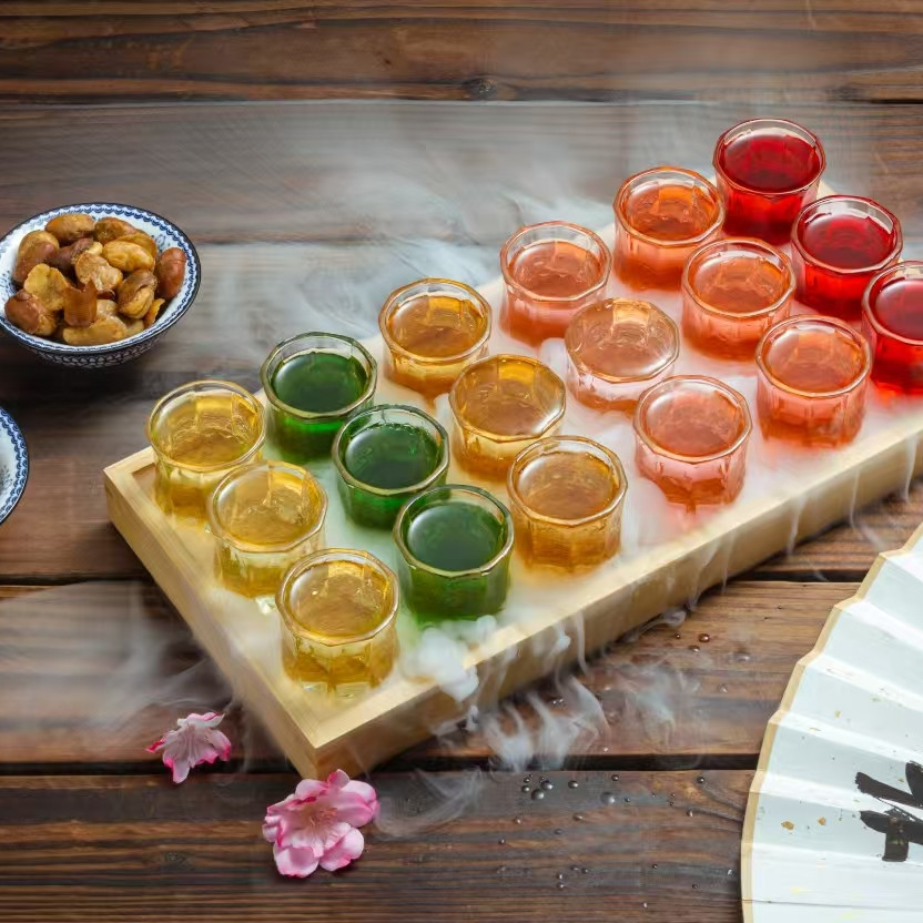 锤纹杯贰麻酒馆彩虹斗酒晕茶试管鸡尾酒调酒配方套装酒吧果酒酒具