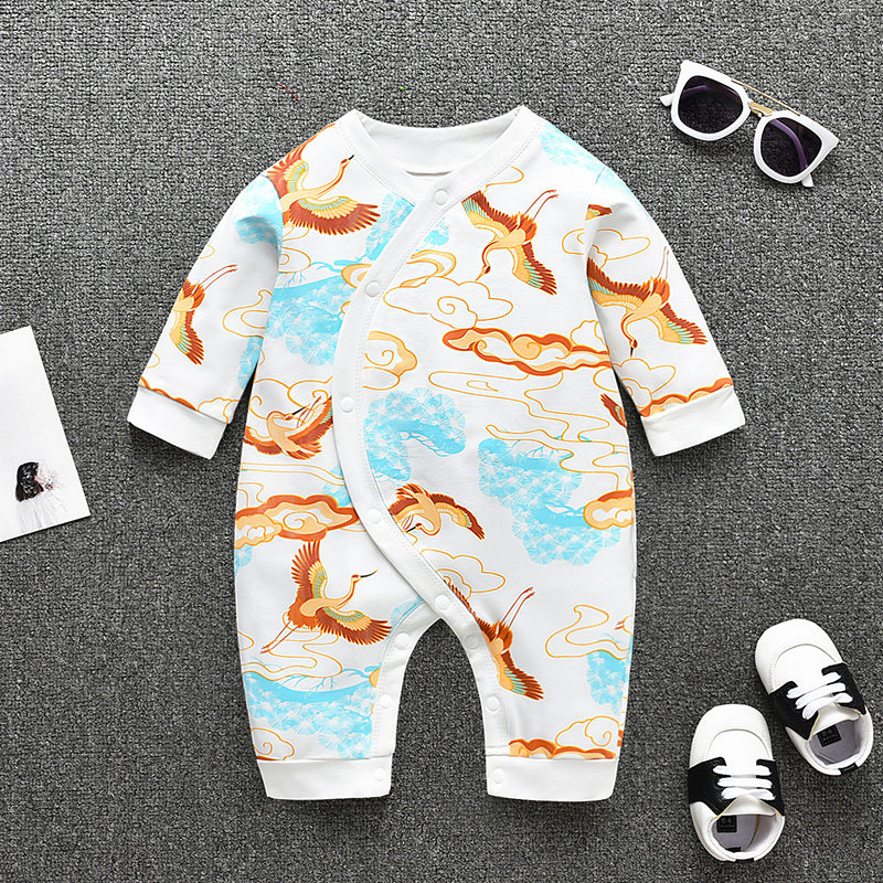 满月新生婴儿百天宴连体衣服三个月男宝宝百日春秋百岁秋装礼服夏