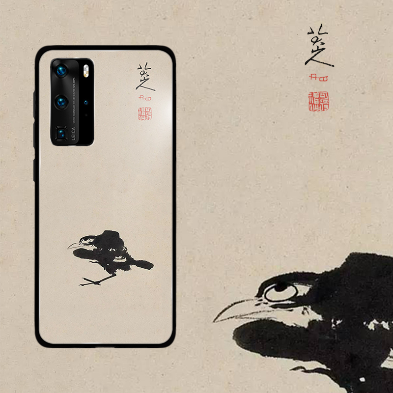 八大山人翻白眼的鸟古风手机壳适用于华为mate30pro苹果11max小米