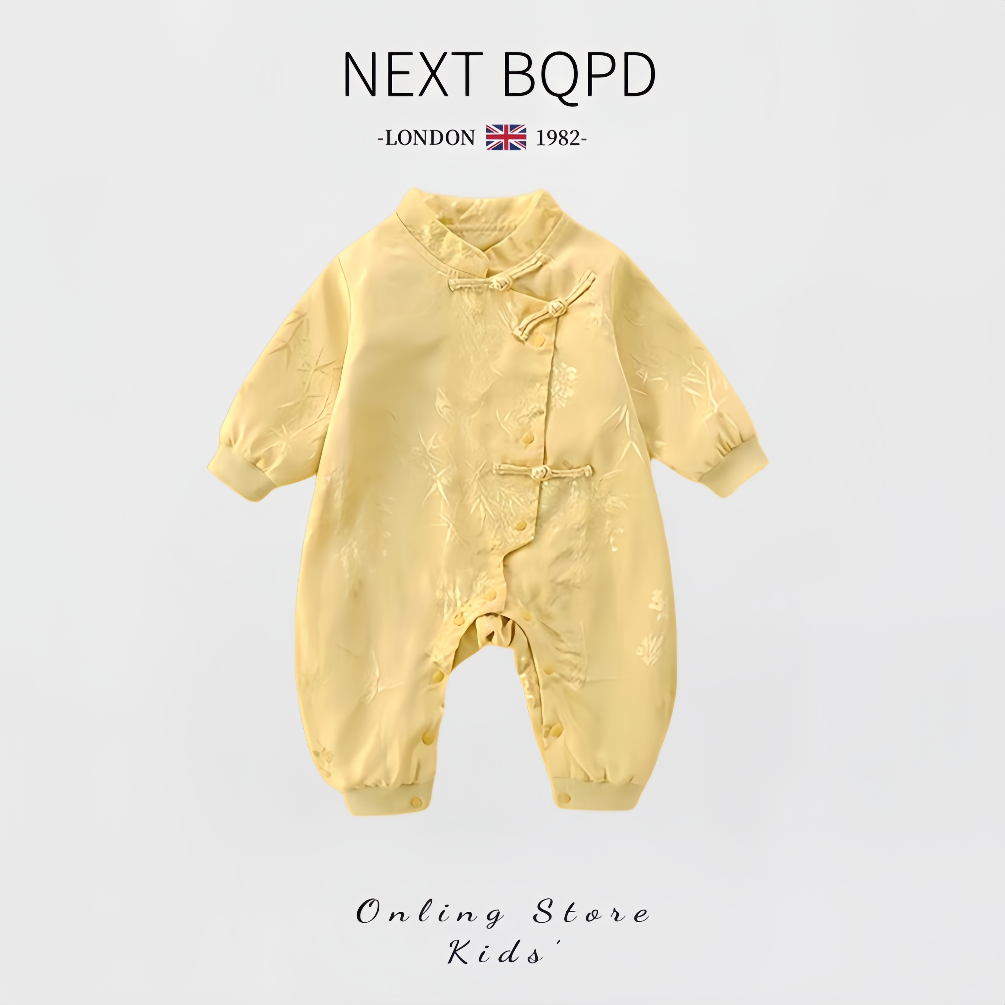 英国NEXT婴儿新中式连体衣秋冬宝宝满月宴中国风唐装哈衣周岁礼服