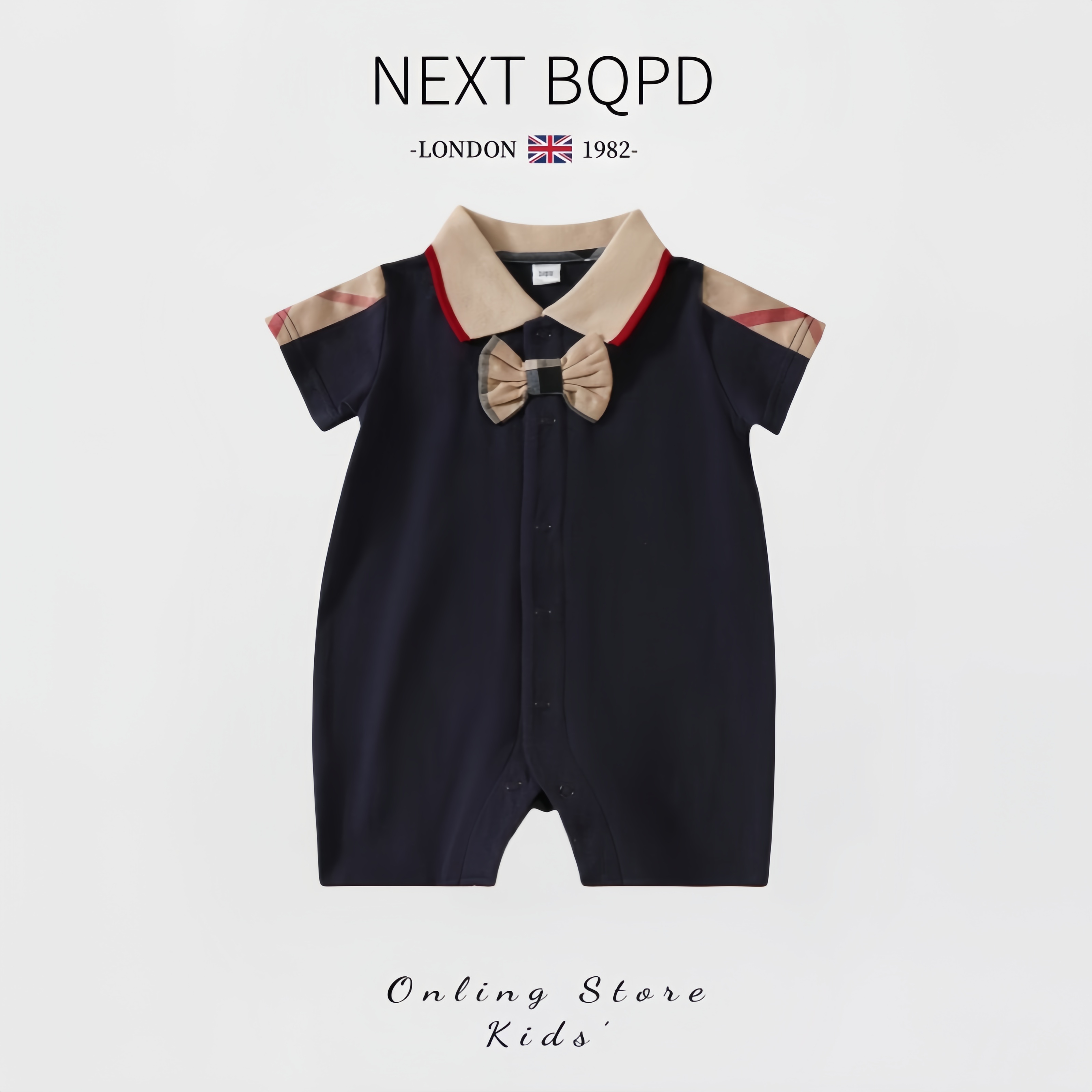 英国NEXT婴儿纯棉连体衣夏季男宝宝翻领polo衫哈衣满月周岁礼服
