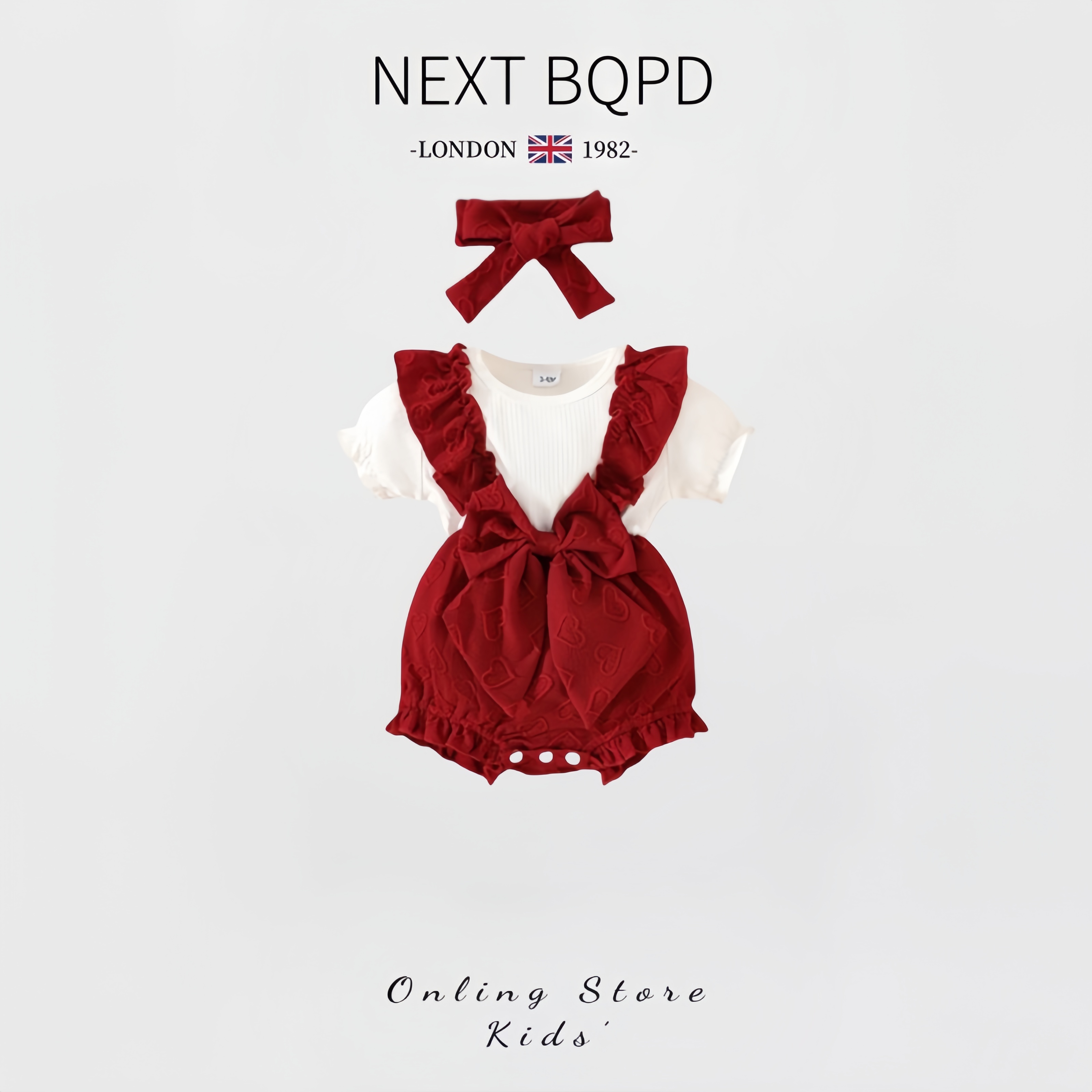 NEXT BQPD婴儿蝴蝶结连体衣夏季抓周女宝宝甜美哈衣满月周岁礼服