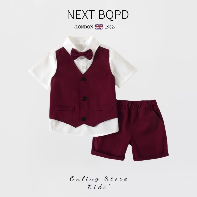 NEXT BQPD男童西装套装生日帅气夏季男宝宝假两件衬衫周岁礼服