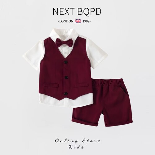 NEXT BQPD男童西装套装生日帅气夏季男宝宝假两件衬衫周岁礼服