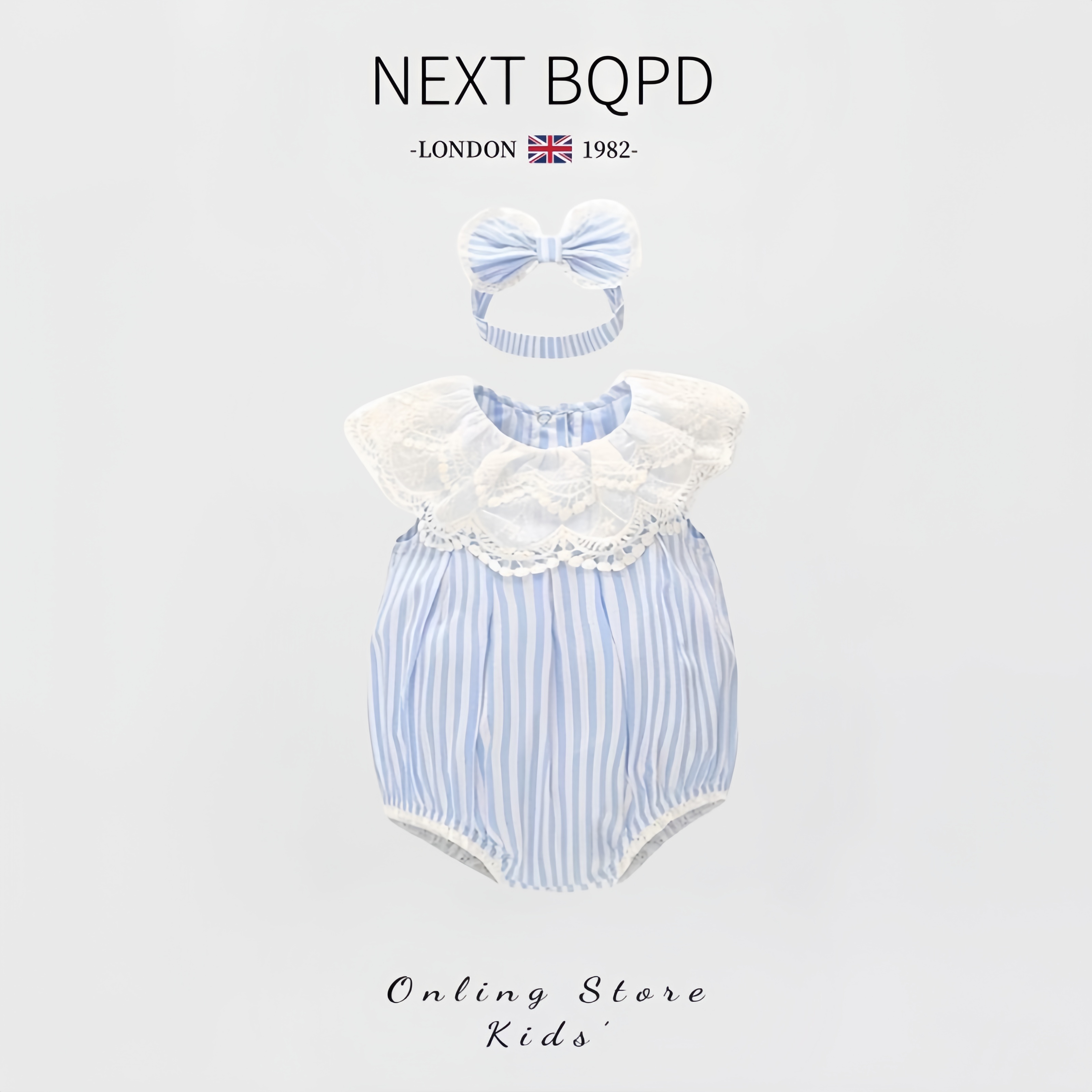 英国NEXT婴儿纯棉连体衣夏季女宝宝蕾丝公主包屁衣满月周岁礼服