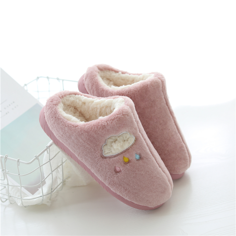 秋冬季可爱卡通情侣棉拖鞋女厚底家居木地板拖鞋保暖室内软底托鞋