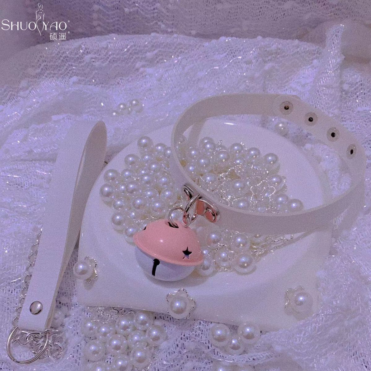 牵引项链项圈皮革铃铛sm工具性感风牵引链项圈t