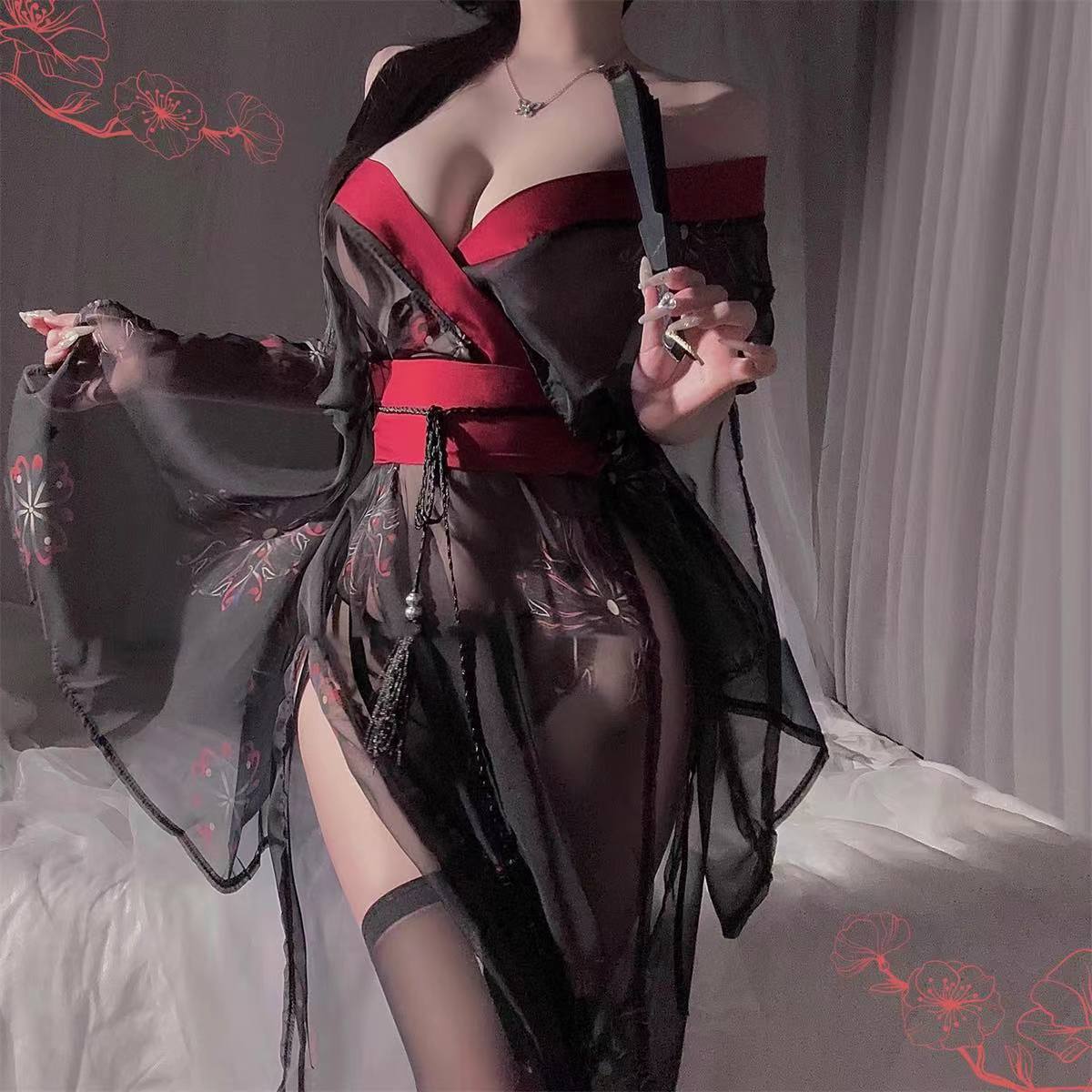 内衣古风汉服制服床上性感睡衣和服套装免脱