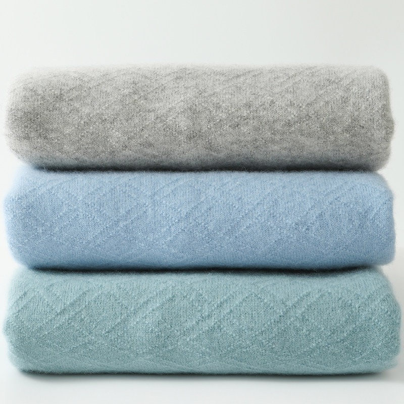 남성용 100% 순수 울 스웨터 두꺼운 겨울 하프 터틀넥 라운드 넥 자카드 니트 스웨터 남성용 마름모 청소년 인기