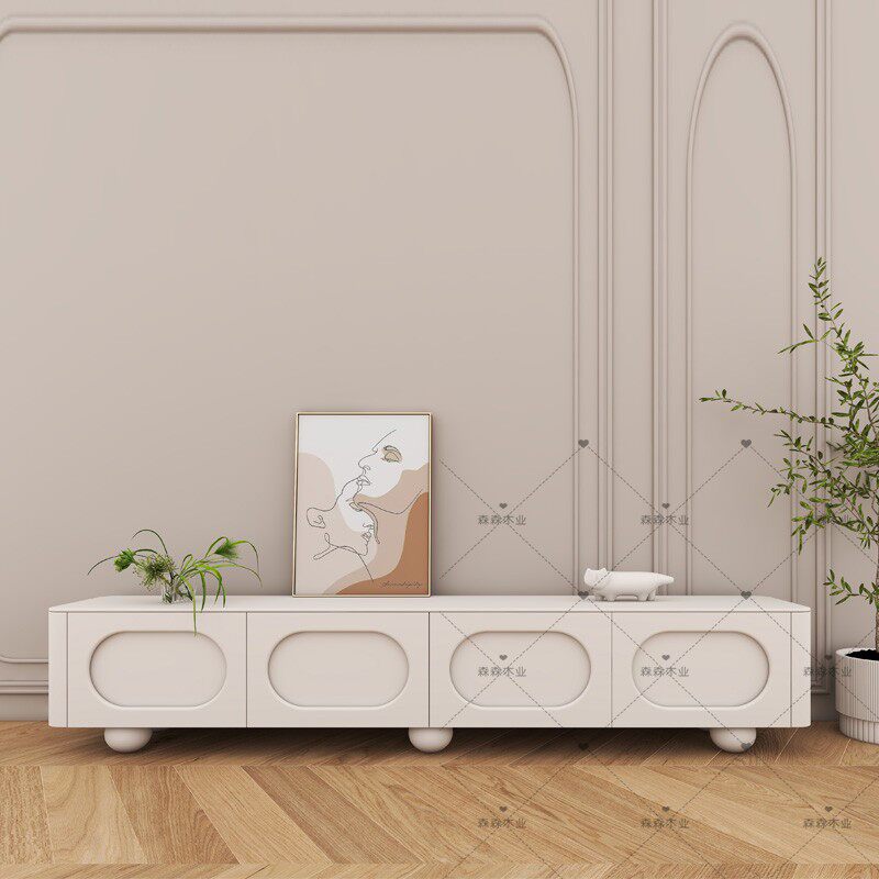 现代简欧电视柜地柜矮柜哑光抽屉造型客厅柜凹形门网红储物柜子