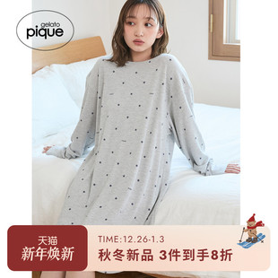 连衣裙睡裙PWCO254319 华夫格星星碎花长袖 gelato pique25秋冬新品