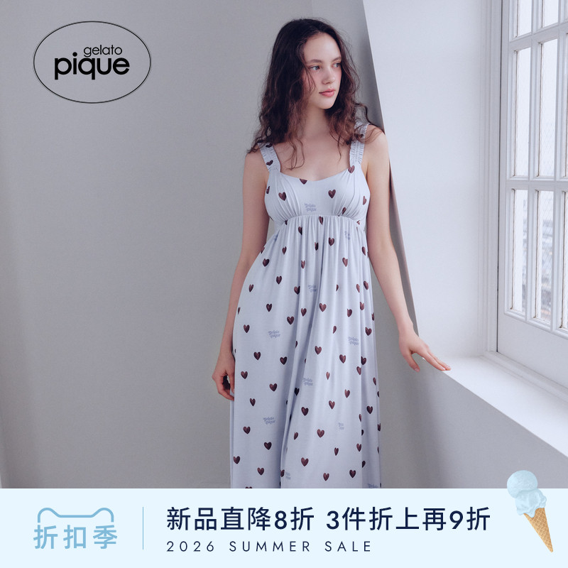 gelato pique26春夏新品女睡裙爱心吊带连衣裙带胸垫PWCO262317