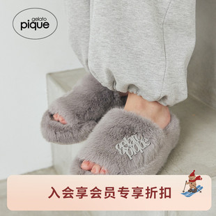 毛绒纯色字母厚底家居鞋 女拖鞋 PWGS255700 pique25秋冬新品 gelato