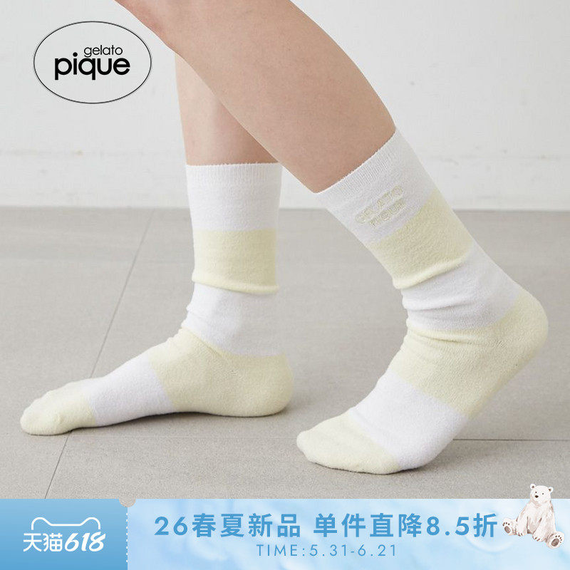 gelato pique26春夏新品女袜子奶昔条纹地板袜居家PWGS262507