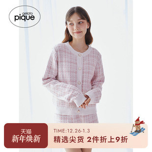 外穿PWNT245127 纹针织开衫 gelato pique秋冬女睡衣小香风格