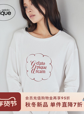 gelato pique25秋冬新品女睡衣木耳边字母长袖T恤居家PWCT255307