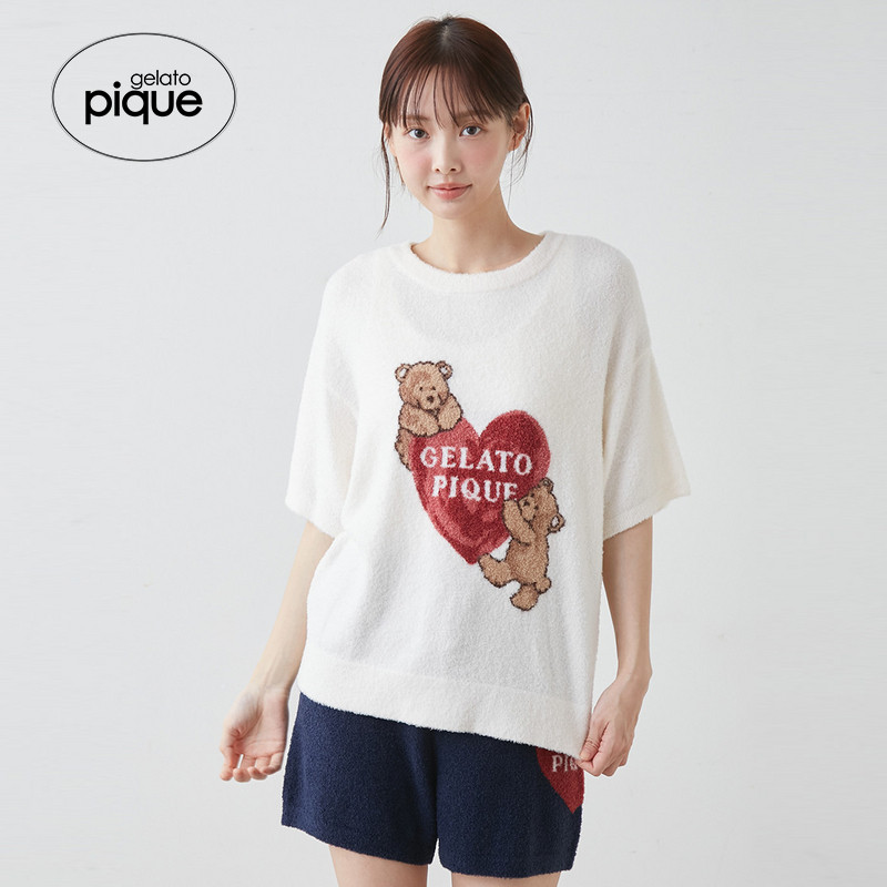 gelato pique26春夏新品女睡衣薄绒爱心小熊短袖上衣PWNT262028